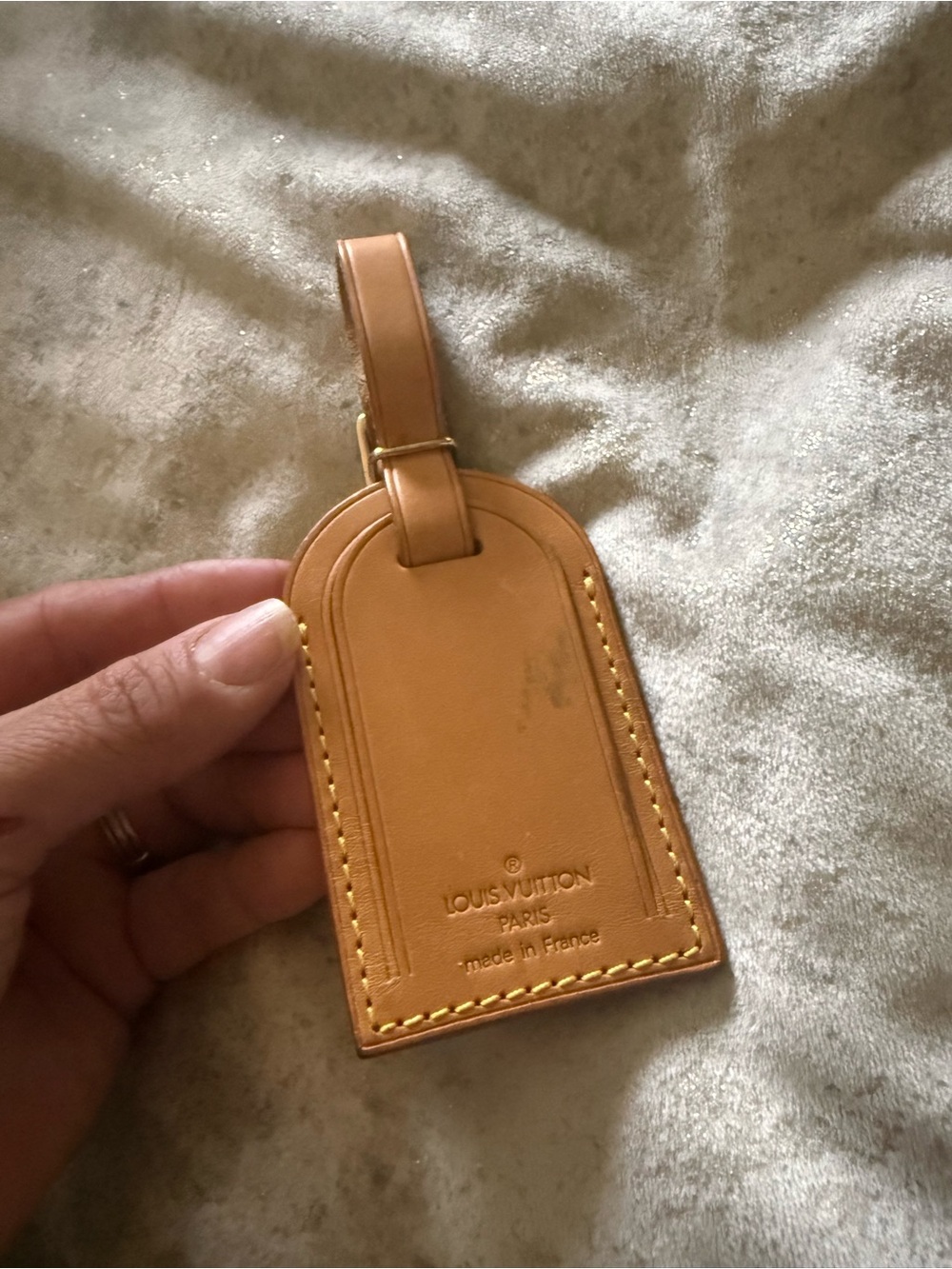 Louis Vuitton Tan Leather Luggage Tag with Strap